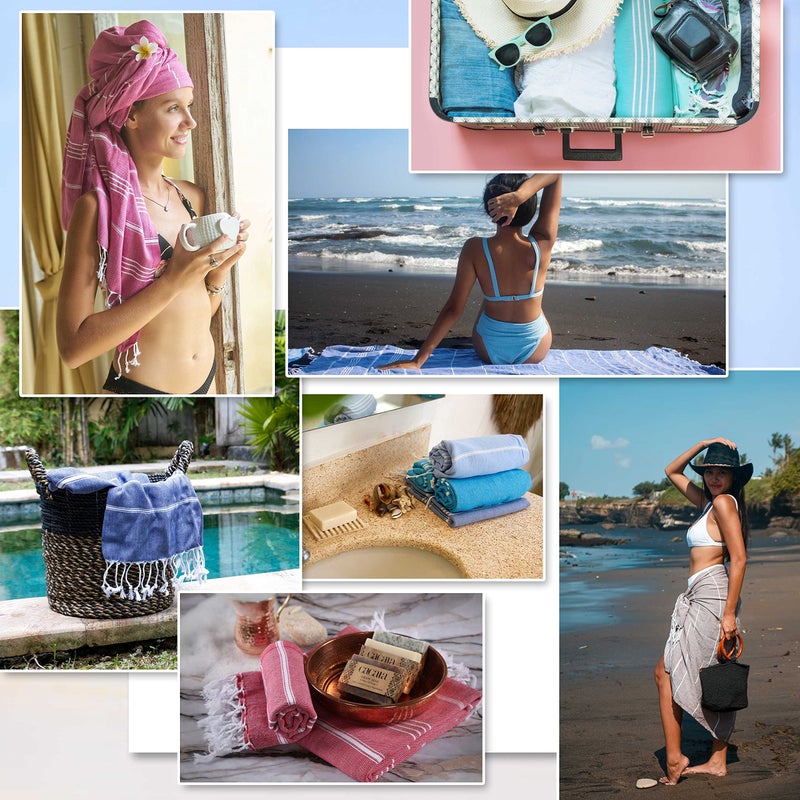 Cacala Lightweight and Thin Turkish Beach Towel 100% Cotton Sand-Free and Quick-Drying Goodness Perfect as an Extra Large Travel Towel, Beach Accessory, or Gift for Beach Lovers, 37 x 70 - Image 5